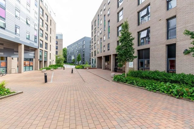 Apartment buildings with courtyard and paved area Exterior at Bryson Court in Newcastle Upon Tyne Student Accommodation