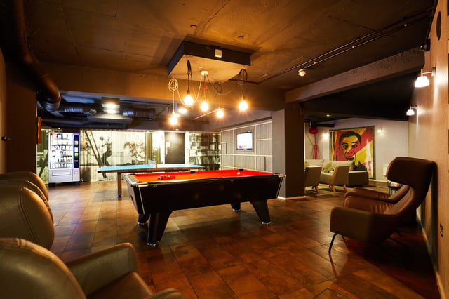 Pool table vending machine ping pong table lounge area at Vita Student Zed Alley in Bristol Student Accommodation