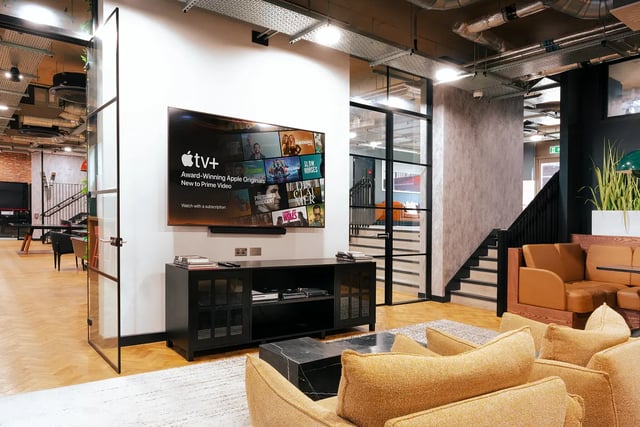 TV furniture and seating in lounge area at Vita Student Station Street in Nottingham Student Accommodation