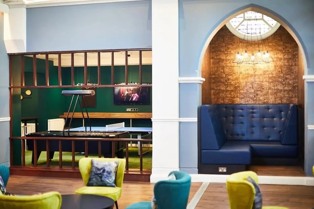 Pool table ping pong table and seating living room at Vita Student Lawrence Street in York Student Accommodation