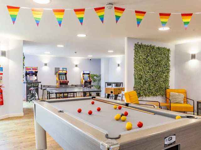 Pool table arcade games foosball table lounge area at Europa in Liverpool Student Accommodation