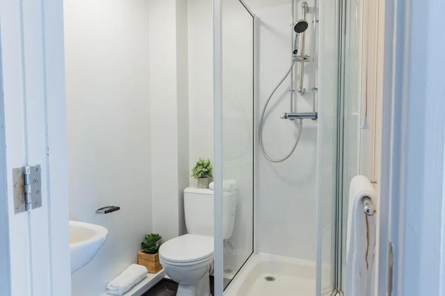 Toilet sink shower plants bathroom at St Peters Court in Nottingham Student Accommodation