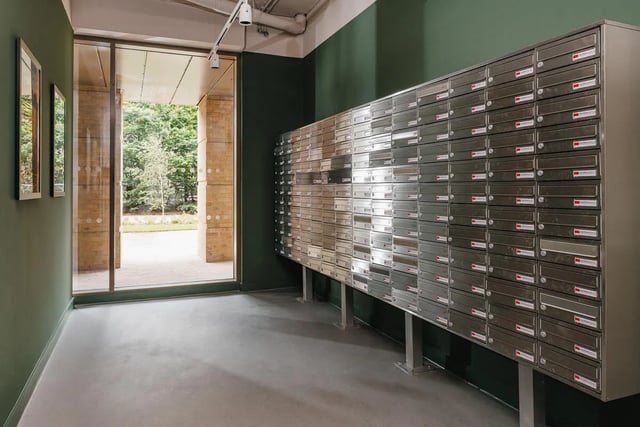 Mailboxes and entrance exterior view at City Wharf in Glasgow Student Accommodation