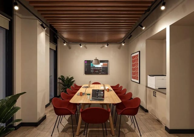 Conference room with chairs and laptops Study area at Fusion Leeds in Leeds Student Accommodation