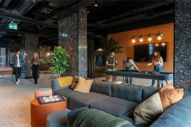 Sofa pool table people playing living room at Fusion Students Brent Cross in London Student Accommodation