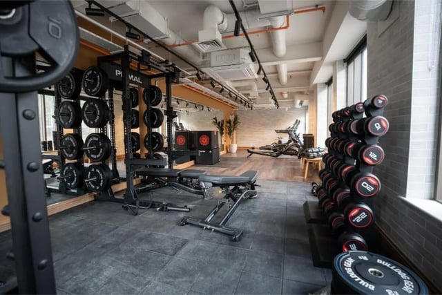 Weight rack dumbbells treadmill rowing machine gym area at Fusion Students York in York Student Accommodation