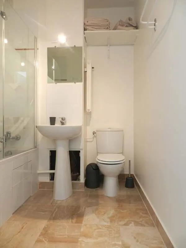 Sink toilet shower and toiletries bathroom at Studio in Rue Lecourbe, 75015 Paris, France in Paris Student Accommodation