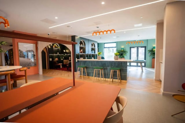 Communal area with bar, pool table, seating areas Living area at Skyline in Bournemouth Student Accommodation