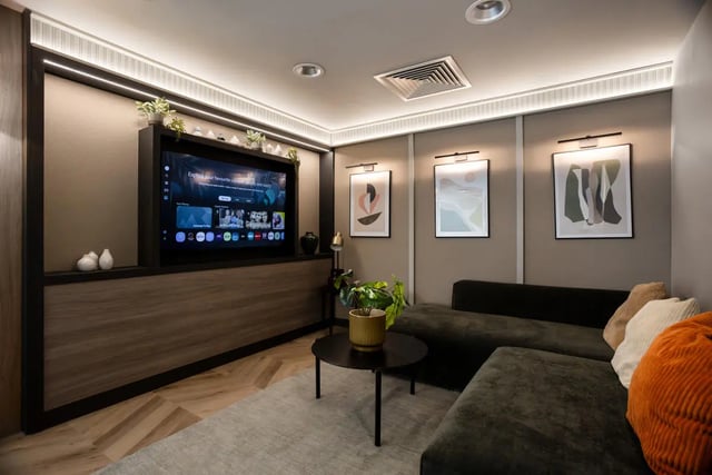 TV artwork sofa and plants living room at Burnsall House in Coventry Student Accommodation