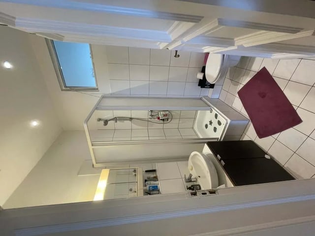 Sink shower toilet and bath mat bathroom at Apartment in Wallstraße, Berlin for 100 m² in Berlin Student Accommodation