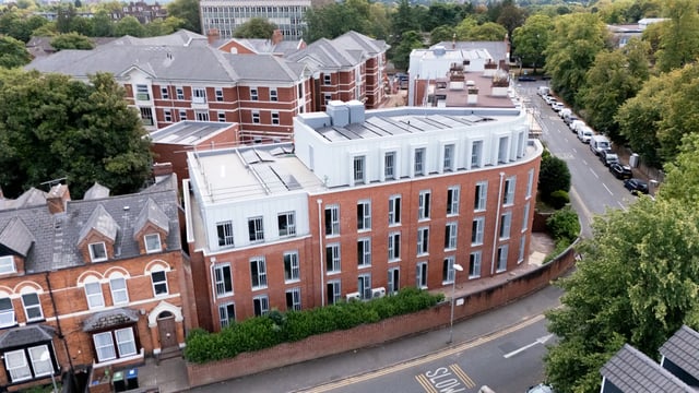 Modern brick student accommodation building exterior at St Chads Student Village in Birmingham Student Accommodation