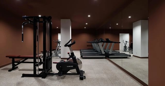 Treadmills stationary bike weight machine gym at Studeo by UniLodge in Melbourne Student Accommodation
