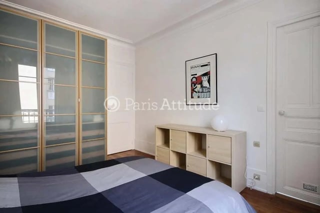 Closet bed shelf art and poster bedroom at Apartment in Cité Voltaire, 75011 Paris, France in Paris Student Accommodation