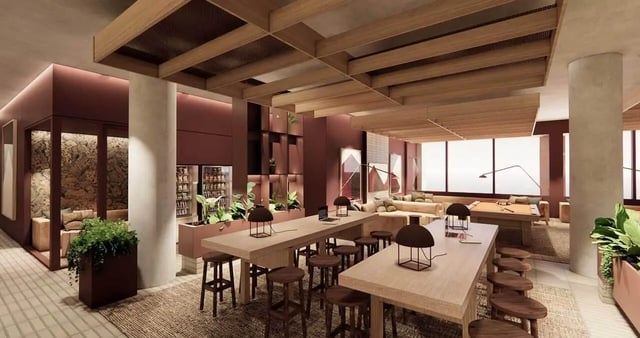 Study tables lamps pool table lounge living room at Iglu Mascot Duo in Sydney Student Accommodation