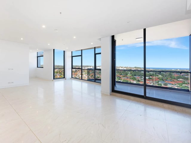 Empty bright apartment with large windows living room at Belong Eastgardens in Sydney Student Accommodation