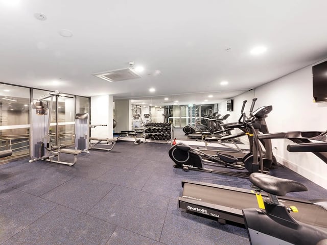 Weights machines treadmills ellipticals gym room at Belong Eastgardens in Sydney Student Accommodation