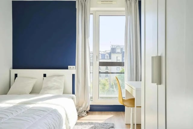 Bed desk chair window study area bedroom at Room in 121 Rue Haxo, 75019 Paris, France in Paris Student Accommodation