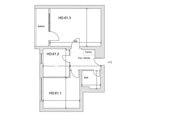 Blueprint of rooms balcony kitchen bathroom floor plan at Zimmer in der Hohenzollerndamm 58 in Berlin Student Accommodation