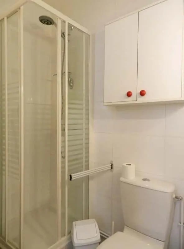 Shower toilet cabinet and bin bathroom at Apartment 1 bedroom 28m² in Paris Student Accommodation