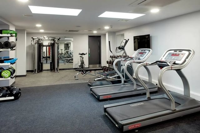 Treadmills elliptical and weights gym equipment fitness area at Eden Square in Coventry Student Accommodation