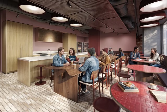 Students socializing and studying in common area at The Switch Berkeley in Melbourne Student Accommodation