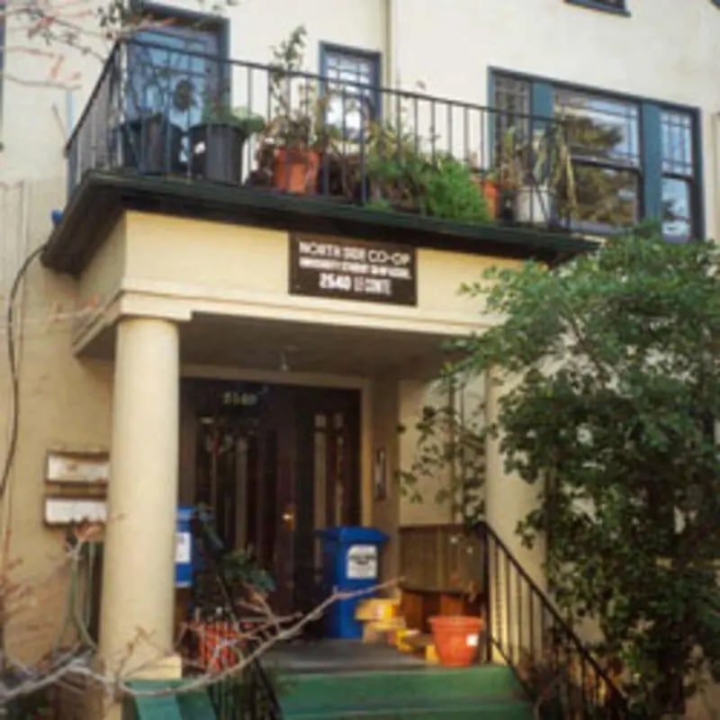 Entrance with balcony and plants exterior at Berkeley Student Cooperative - Northside Apartments in Berkeley Student Accommodation