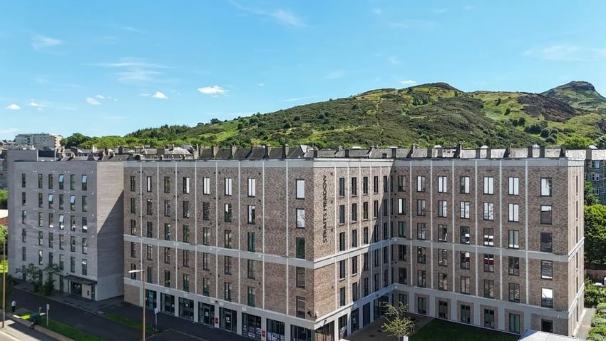 Brick student accommodation building exterior at Straits Meadow in Edinburgh Student Accommodation