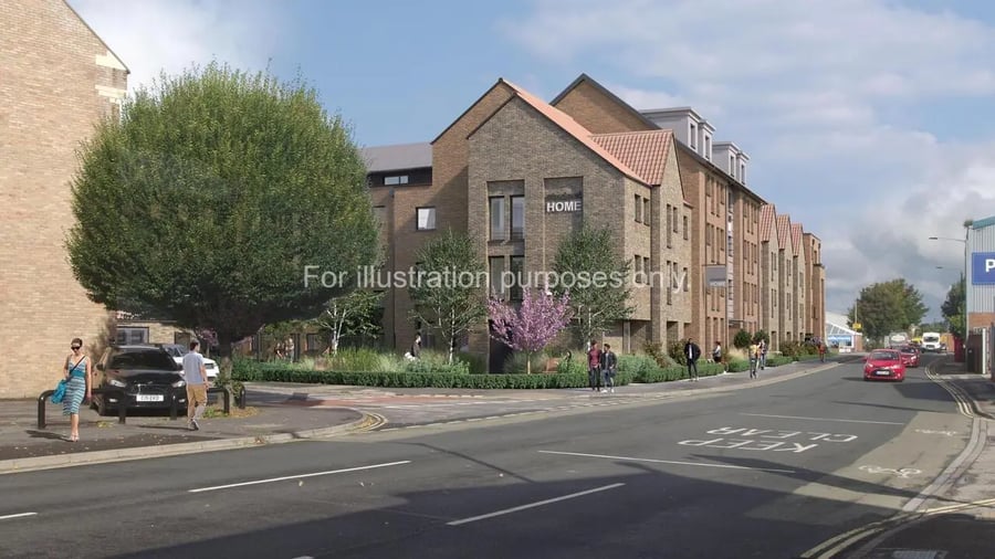 Brick student accommodation buildings with trees exterior at Raffles Hall in York Student Accommodation