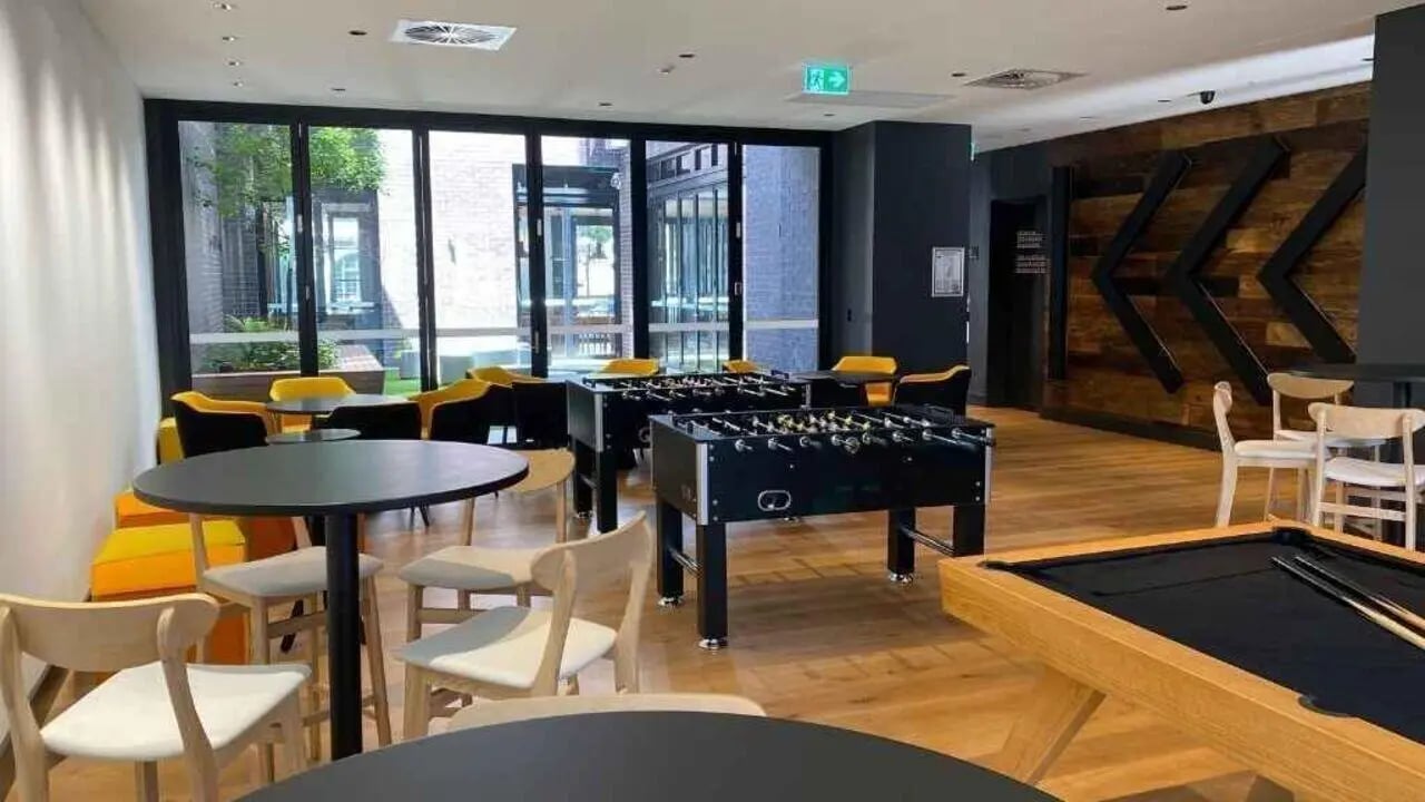 Foosball tables and pool table common area at UniLodge Ultimo in Sydney Student Accommodation
