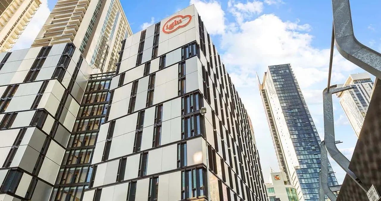 Modern Iglu building with multiple windows exterior at Iglu Chatswood in Sydney Student Accommodation