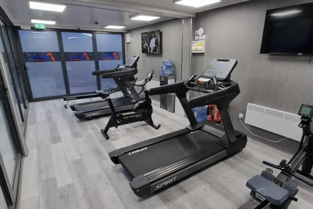 Treadmills exercise bike rowing machine gym room at Metchley Hall in Birmingham Student Accommodation