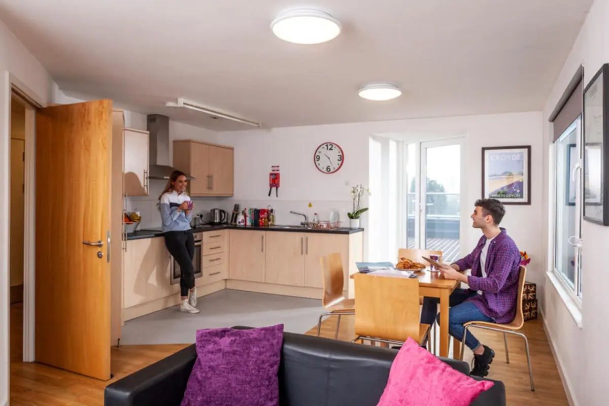 Modern kitchen dining living area students Image at Metchley Hall in Birmingham Student Accommodation
