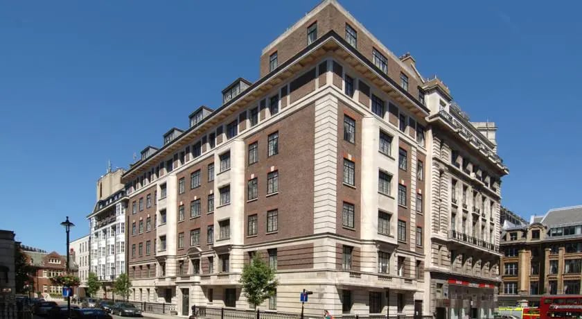 Brick building with many windows street view exterior at AXO Oxford Circus in London Student Accommodation