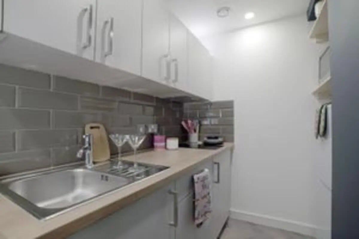 Sink cabinets and countertop kitchen at The Orchard in Leicester Student Accommodation