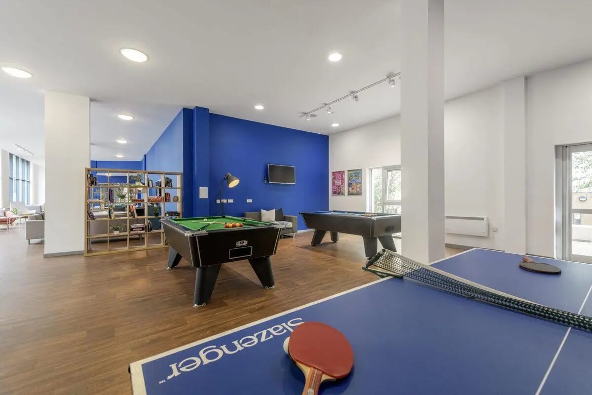 Pool tables ping pong table game room at Bryson Court in Newcastle Upon Tyne Student Accommodation