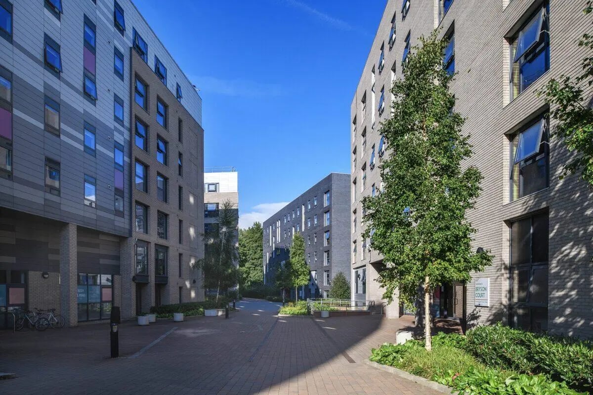 Modern apartment buildings with brick and tiled facades Exterior at Bryson Court in Newcastle Upon Tyne Student Accommodation