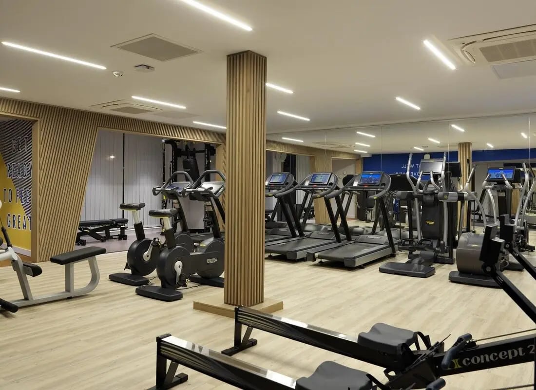 Gym equipment treadmills bikes rowers gym area at Student Castle Cambridge in Cambridge Student Accommodation