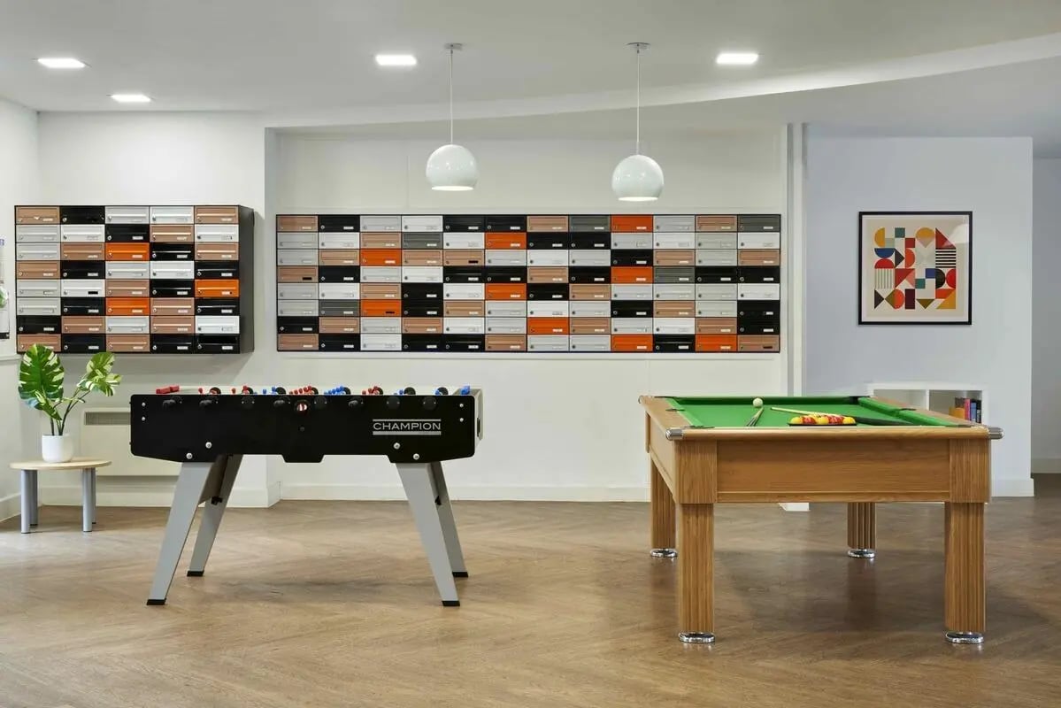 Foosball and pool tables recreation area at Central Quay in Sheffield Student Accommodation