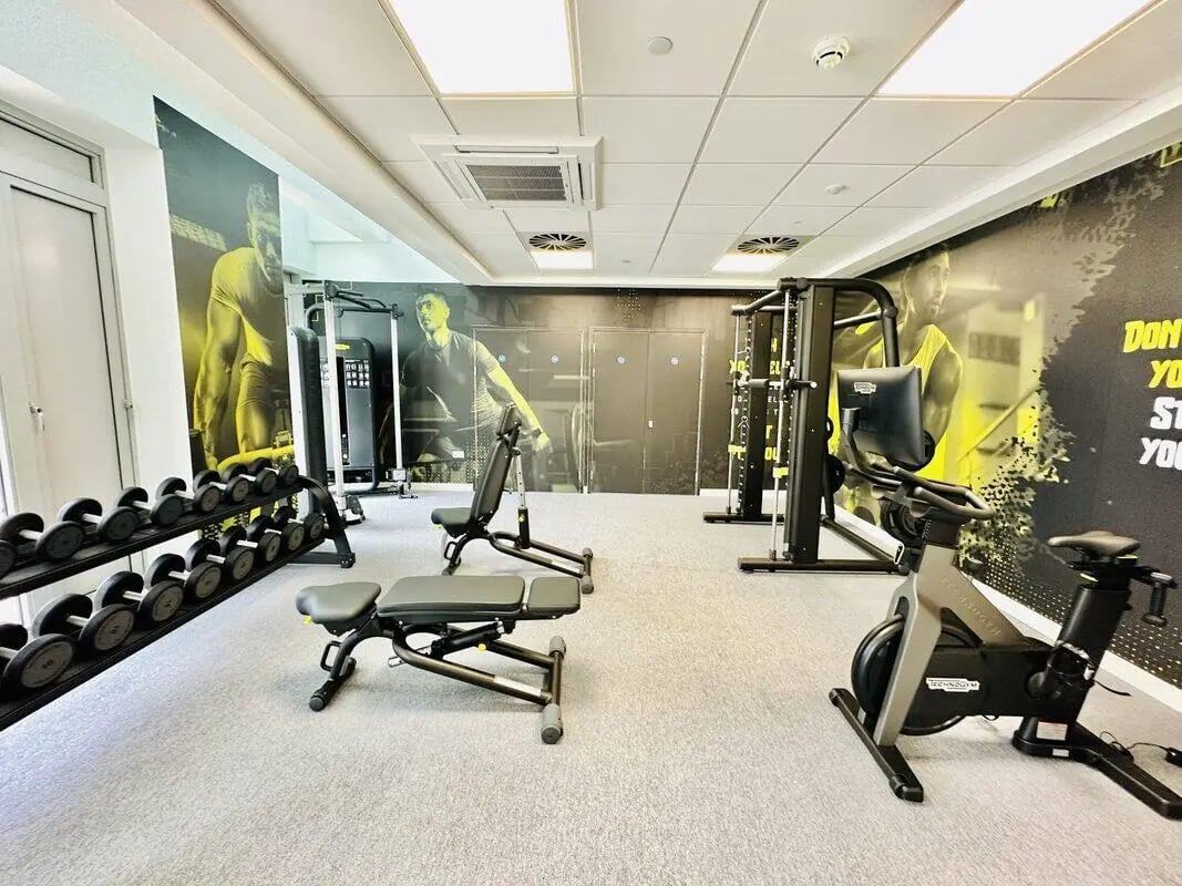 Weight rack exercise machines exercise bike gym at Albany Student Village in Coventry Student Accommodation