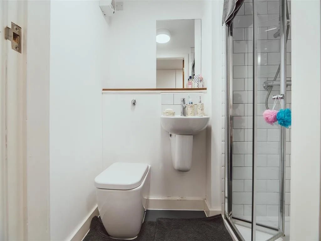 Toilet sink shower with bath poofs Bathroom at Lomax Halls in Stoke-On-Trent Student Accommodation