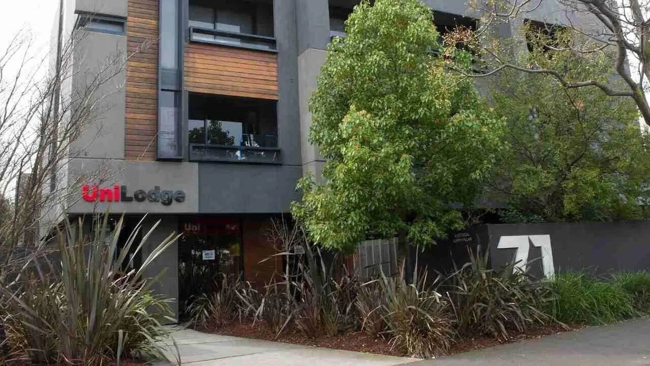 UniLodge building with signage and landscaping exterior at Student Living on Riversdale in Melbourne Student Accommodation