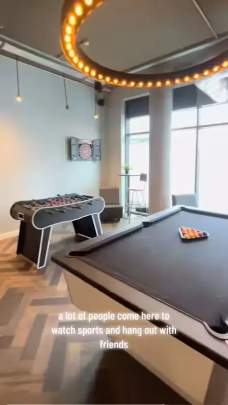 Foosball table and pool table playing area at Windsor House in Cardiff Student Accommodation