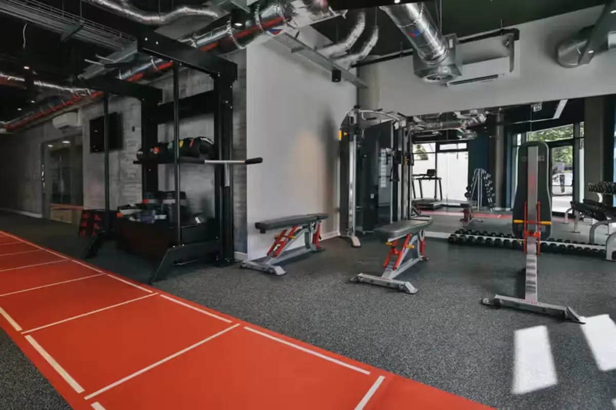 Gym equipment and running track Gym at Windsor House in Cardiff Student Accommodation
