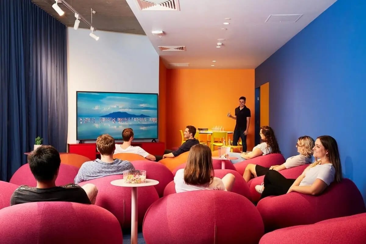 Beanbag seating and television in a communal living room at Scape Toowong in Brisbane Student Accommodation