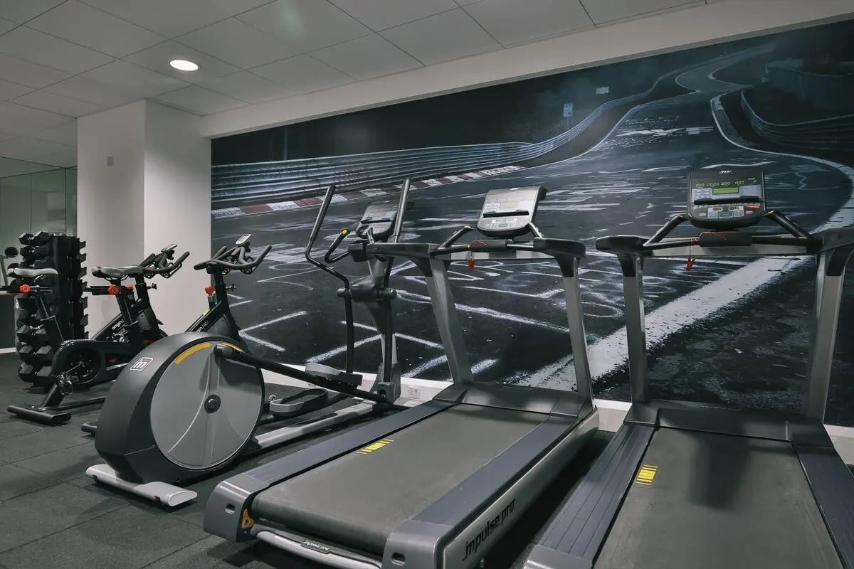 Gym equipment weights treadmills and elliptical gym equipment at George Street Apartments in Glasgow Student Accommodation