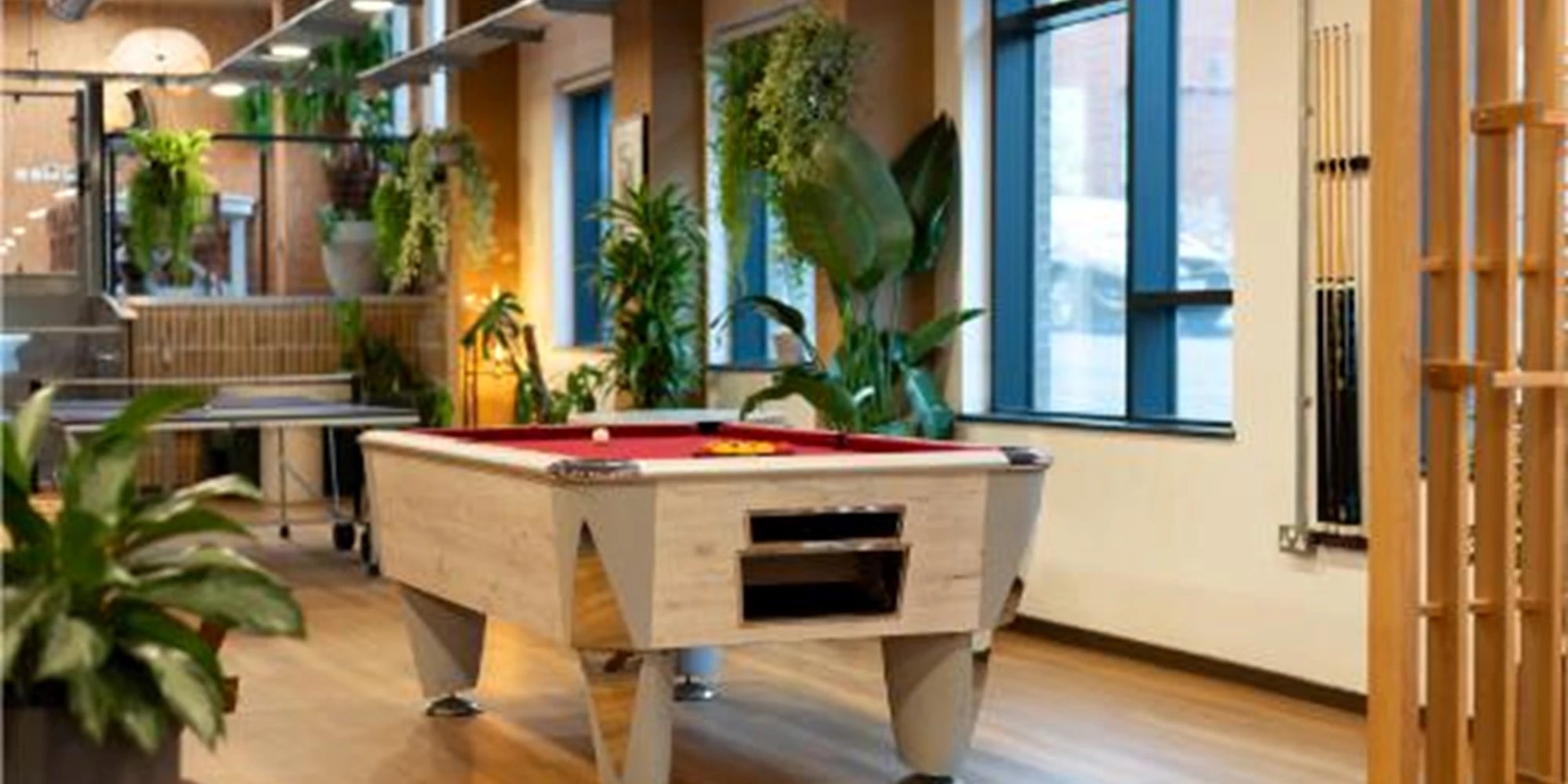 Pool table and ping pong table recreation area at Canvas Bristol in Bristol Student Accommodation