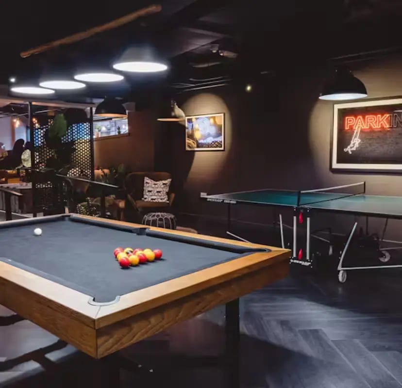 Billiard and ping pong tables recreation area at Portsburgh Court in Edinburgh Student Accommodation