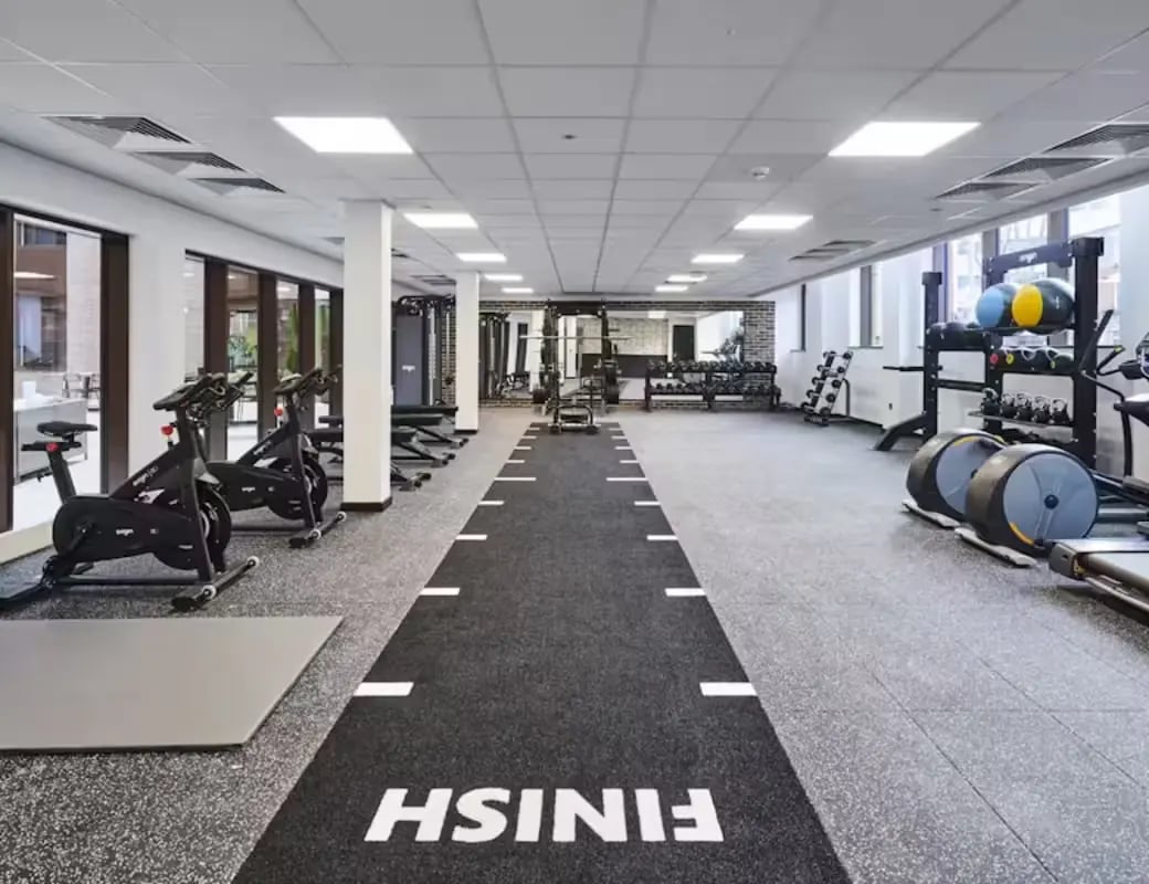 Spin bikes weights and treadmills gym at York House in Nottingham Student Accommodation