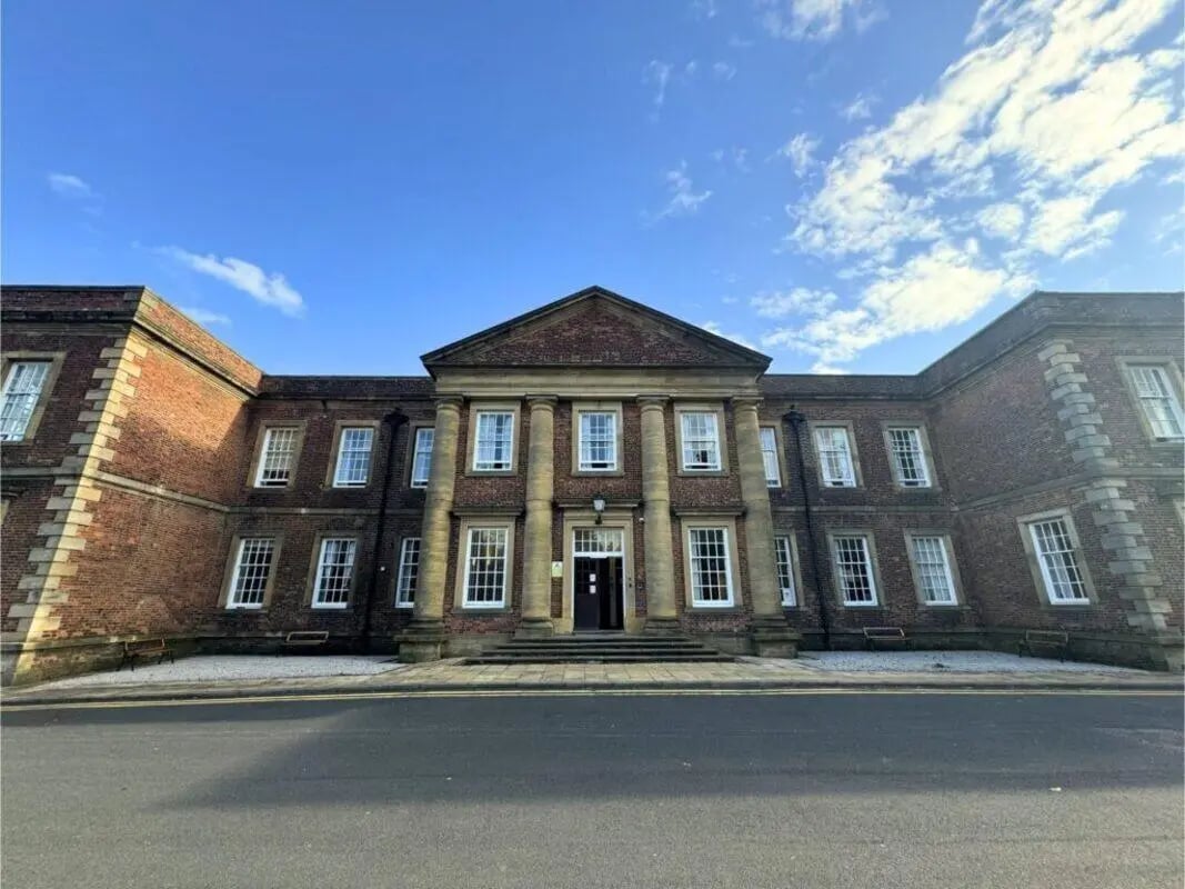 Brick building with columns and windows exterior at St Mary's Newcastle in Newcastle Upon Tyne Student Accommodation