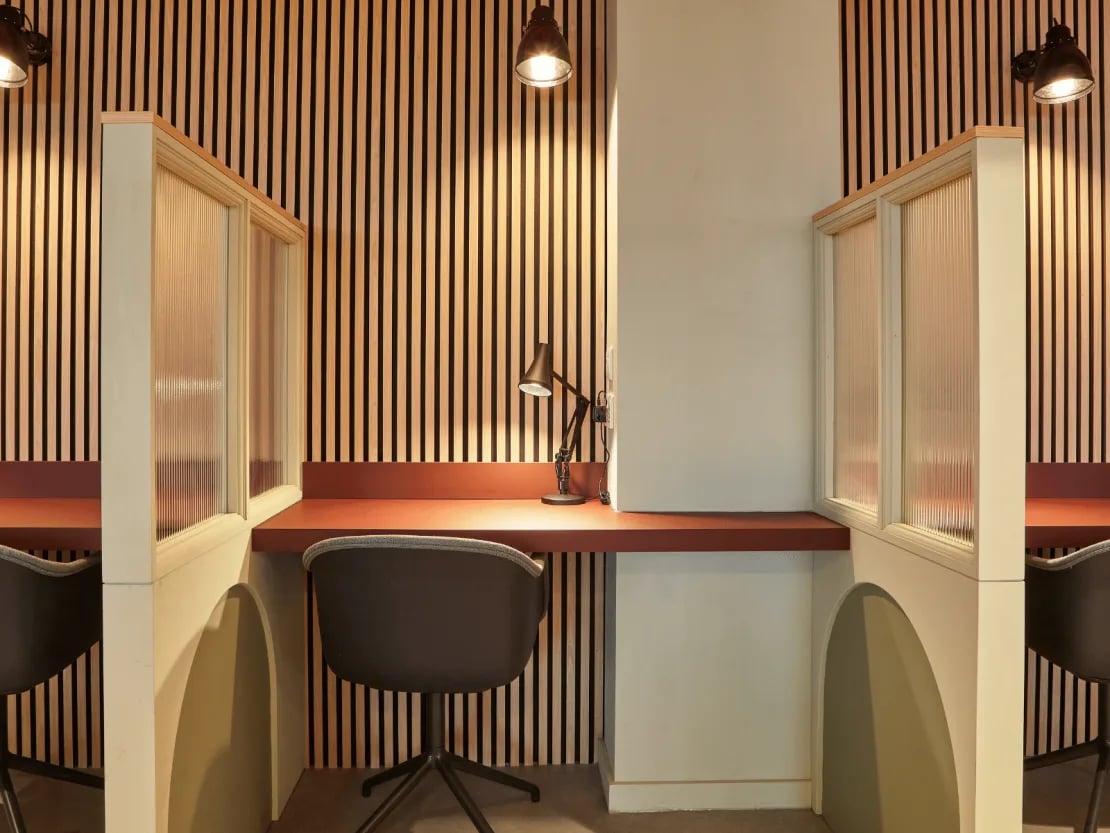 Desk with chair and lamp study area at Queen Street Studios in Exeter Student Accommodation
